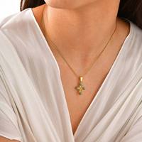 Collier à pendentif croix en acier inoxydable turquoise bleu naturel pour femme en or 18 carats PVD à la mode géométrique polyvalent empilage quotidien