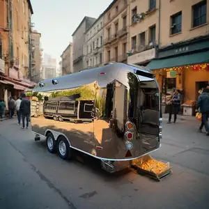 यूएसए हॉट डॉग बीयर बार के लिए एयरस्ट्रीम फूड ट्रक पिज्जा ट्रक बीबीक्यू मोबाइल किचन फास्ट फूड रेस्तरां टैको मोबाइल फूड ट्रेलर
