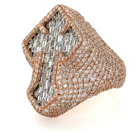 Big Iced Out Bling CZ Bague Croix Micro Pave Hip Hop Femmes Hommes Doigt Bijoux