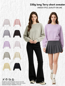 Nuova <span class=keywords><strong>Felpa</strong></span> Invernale da Donna 330G in <span class=keywords><strong>Pile</strong></span> Pesante con Collo Rotondo Personalizzabile, Tinta Unita, Design Trendy Harsu Line, Top Casual - Product Image 1