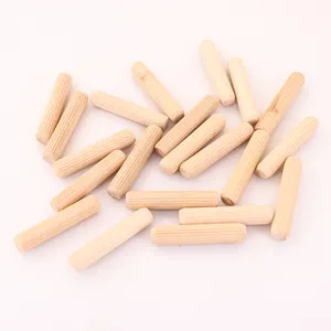 Furniture Hardware Wooden Beveled Ends Tapered Straight Grooved Wood Dowel Pins For Furniture