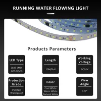 Bande LED à effet d'eau courante DC24V 2835, 8mm, 120 LED/m, WS2811, ruban LED à effet de poursuite pour la décoration de pièce