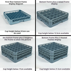 Supports de lave-vaisselle en polypropylène PP à 9, 16, 20 ou 25 compartiments, porte-verres à vin en plastique avec extension - Product Image 6