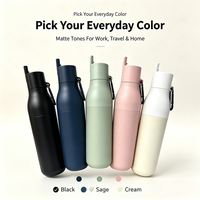 Thermos à double paroi en acier inoxydable personnalisé de 350 ml, anti-fuite, sous vide, gobelet de sport de voyage, large ouverture, poignée portable, salle de sport