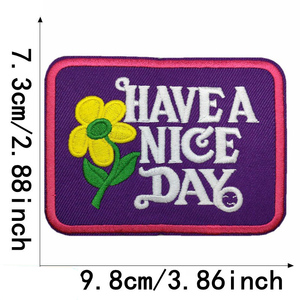 Offre Spéciale <span class=keywords><strong>bonne</strong></span> journée Slogan bonnes salutations mot Design Rectangle fer sur patch de broderie pour casquette - Product Image 4