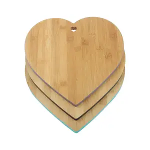 Tabla de bambú para cortar frutas en forma de corazón, conjunto de tabla para cortar comida, queso y bambú, gran oferta de Amazon