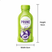 Sachet Doypack personnalisé imprimé de 30 ml pour jus de pruneaux liquide avec bec verseur, recyclable, pour boisson prébiotique et boissons santé portables