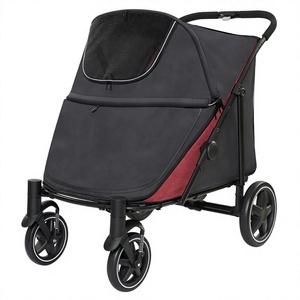 <span class=keywords><strong>Poussette</strong></span> pliable à 4 roues en acier carbone <span class=keywords><strong>pour</strong></span> chiens et chats, <span class=keywords><strong>pour</strong></span> les voyages en plein air PC400K - Product Image 1