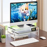 Support d'écran moderne pliable en acrylique, double couche, transparent, pour ordinateur, organisateur de bureau amovible