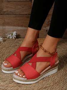 2025 Dropshipping verano nuevas sandalias de mujer de talla grande zapatos de plataforma de cuña con punta abierta elástica - Product Image 5