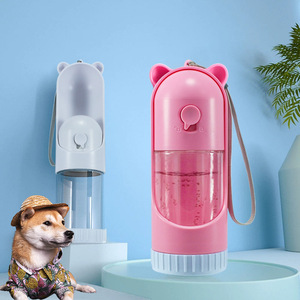 Portable Dog <b>Water</b> Bottle With Bowl Outdoor Pet <b>Drinking</b> Cup For Walks And Travel Plastic Manual Pump Design - Product Image 3