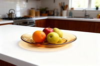 Plat de service en verre ambré, bol à fruits en verre transparent épaissi, plat à salade et à collations pour la cuisine