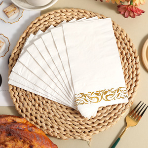 Gold Stamped Paper Napkins 330mmx400mm Disposable For Wedding Hotels Restaurants - Product Image 4