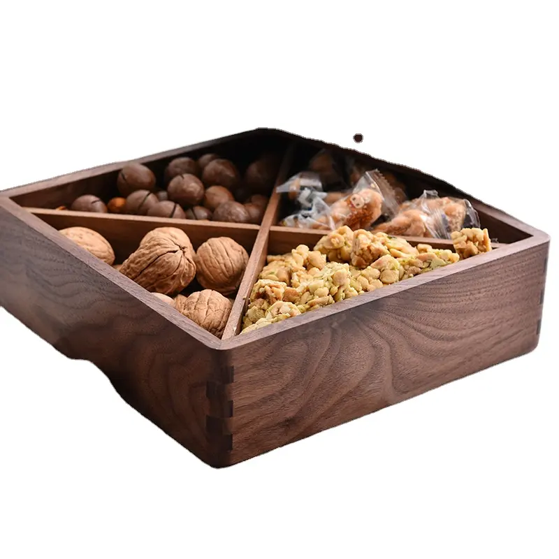 Креативная коробка для сушеных фруктов из твердой древесины, поднос для сушеных фруктов с разделенной сеткой, деревянный поднос для фруктов на заказ