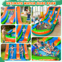 Tobogán Acuático Inflable, Parque Acuático, Equipo de Juego, Bote a Motor, Tobogán Acuático Doble Inflable Comercial con Piscina para Adultos