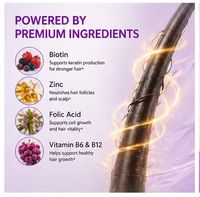 Gummies à la biotine pour la croissance des cheveux pour femmes, saveur fruits rouges, pour des cheveux plus épais, des ongles et une peau plus forts, complément vitaminique