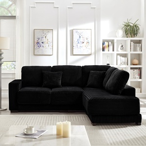 Sofá seccional de 93 pulgadas en forma de L, reversible, tapizado en pana, relleno de esponja suave, conjunto moderno para sala de estar. - Product Image 4