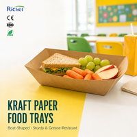 Plateaux de service pour traiteur, plateaux en papier kraft pour boîtes à lunch de bureau, résistants à la graisse avec revêtement PE, commande en gros possible