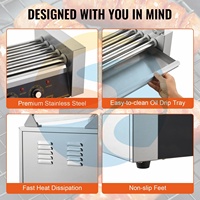 Grilleuse à saucisses électrique industrielle automatique 220V avec porte grillagée et chauffe-pains à 5 tubes pour hot-dogs