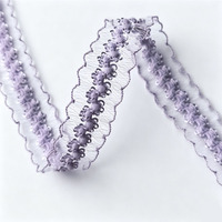 Bande élastique en dentelle de nylon et élasthanne de 20 mm, à bordure picot, en maille transparente, à motif festonné et bouclé, pour la décoration des décolletés de lingerie