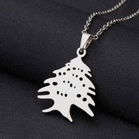 Collier pendentif en acier inoxydable avec carte du Liban, arbre de cèdre, drapeau, pour hommes et femmes, bijoux ethniques, charme de l'emblème national du Liban