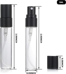 Refillable Clear Transparent 2ml/3ml/5ml/10ml Glass <b>Perfume</b> Tester <b>Sample</b> Spray <b>Bottle</b> Screen Printed Pump Sprayer Square - Product Image 3