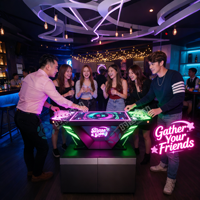 Table de beer pong interactive en métal moderne avec lumières LED, effets sonores et jeux multiples pour bars et soirées