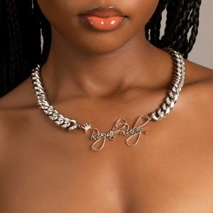 Gargantilla UWIN de Acero Inoxidable <span class=keywords><strong>con</strong></span> Placa de <span class=keywords><strong>Nombre</strong></span> <span class=keywords><strong>Cadena</strong></span> Cubana Gruesa de 14mm 16mm Collar <span class=keywords><strong>con</strong></span> Inicial Personalizada Joyería de Adorno <span class=keywords><strong>Cadena</strong></span> Miami Gruesa - Product Image 3