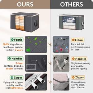 Boîte de rangement en tissu pliable avec cadre en acier, imperméable, résistante, pour vêtements, paniers, literie, sac de rangement - Product Image 4