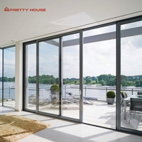 Portes coulissantes en aluminium Prettyhouse à double vitrage trempé, haute qualité, économie d'énergie