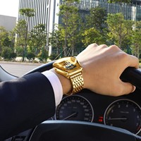 BINBOND 01 Montre-Bracelet Quartz Écran Tactile Pour Hommes, Conception Moto Tendance, Lumineuse, Bracelet en Acier Maillé, Style Affaires Décontracté
