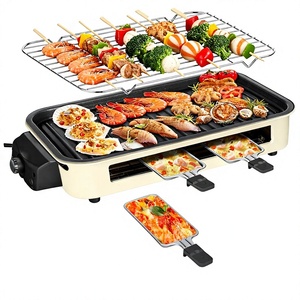 Grill électrique d'intérieur 1500W YOHAWJAN en acier inoxydable, sans fumée, plaque de cuisson antiadhésive amovible, contrôle de la température, poêles portables - Product Image 1