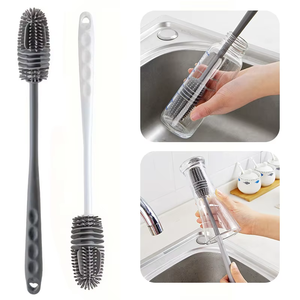 <b>Silicone</b> Kitchen Cleaning Brush with Long 28CM Handle for Cups Milk Bottles & Glassware-Multi-Functional <b>Tool</b> - Product Image 1