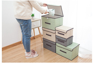 Wardrobe Fabric Storage Organizer <b>Box</b> Foldable Closet Clothes Organizer <b>Box</b> with Lid - Product Image 6
