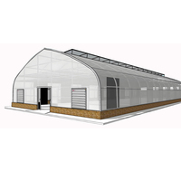 Serre tunnel monopente grande envergure en film plastique PE, toit en dents de scie, structure en acier galvanisé à chaud, ventilation latérale et supérieure pour 4 personnes