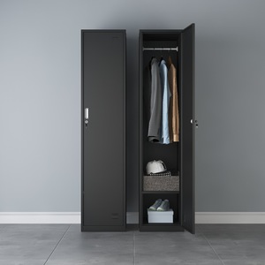 Armoire en acier à une porte, casier de rangement pour vêtements en métal verrouillable, vestiaire pour personnel et salle de sport - Product Image 1