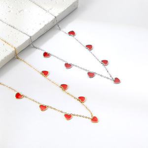 Collar de Acero Inoxidable con Forma de Corazón, Regalo para Mujer, Joyería, Color Rojo Púrpura, Cadena Electrochapada, Colgante, Collares de Moda - Product Image 3