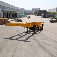 Nouvelle semi-remorque à châssis en acier JINFENG T700/Q345 à poutre droite pour conteneurs de 20 et 40 pieds, robuste, avec train de roulement de 28 tonnes