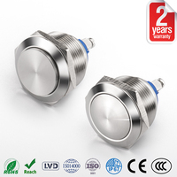 Interrupteur à bouton-poussoir DC en métal noir, marche/arrêt, 16/19/22 mm, avec LED rétroéclairée, interrupteurs lumineux à verrouillage