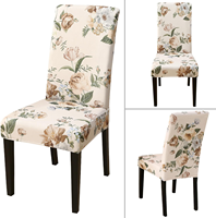 Housses de chaise de salle à manger imprimées de fleurs de pivoine, 4 pièces, haute élasticité, amovibles, lavables, polyester et élasthanne, pour usage hôtelier