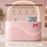 Comptoir de réception en bois rose de luxe sur mesure, écologique et moderne, pour boutique, salon de beauté, salon de coiffure