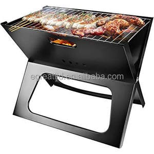 Barbecue portable noir pliable – Conception légère type mallette avec fonction de nettoyage facile pour barbecue extérieur et outils de cuisson en camping - Product Image 1