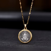 Pendentif en alliage Pendentif Saint Benoît Bijoux religieux catholiques Cadeau de Pâques pour l'église