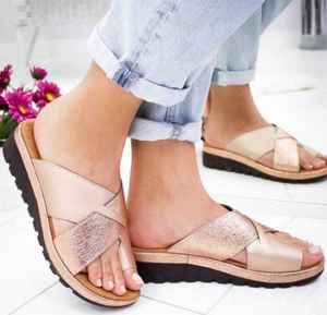 Gran oferta, verano 2024, sandalias y zapatillas de cuña de tacón medio, zapatos individuales de estilo europeo para mujer, Europa y América - Product Image 6