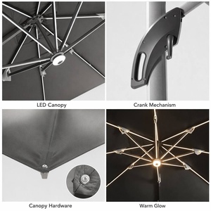 <span class=keywords><strong>Sombrilla</strong></span> Cantilever LED para Terraza de Hotel, Estructura Reforzada de Múltiples Brazos de Aluminio, Resistente a la Decoloración, <span class=keywords><strong>Toldo</strong></span> para Exteriores - Product Image 5