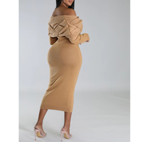 Robe en tricot élégante pour femmes de haute qualité, épaules tombantes, vêtements pour femmes, robes grandes tailles