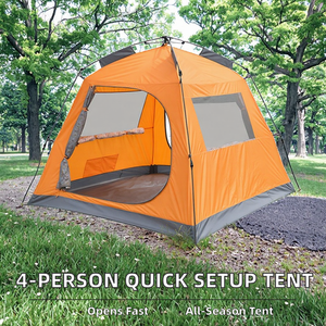 Tente de camping Wonder Wild personnalisée, économique, automatique, quatre saisons, double couche, 4 personnes, une chambre, grande, imperméable, ouverture rapide - Product Image 2