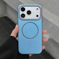 Coque de téléphone magnétique antichoc en métal mat avec support d'objectif coloré pour iPhone 18 Pro Max 17 16 15 14 Pro 13 Pro Max, fine et rigide