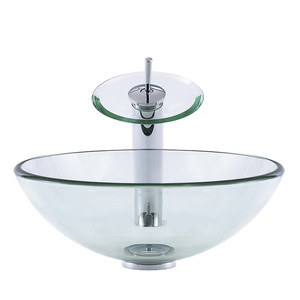 Modern Clear Tempered Glass <strong>Round</strong> Bathroom CounterTop Vessel Sink <strong>Basin</strong> - Product Image 1