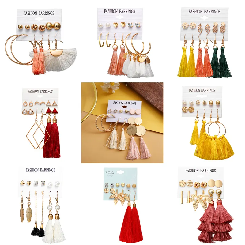 Hot Selling Bohemian Earrings Set Vintage Tassel Acrylic Earings For Women 2020
